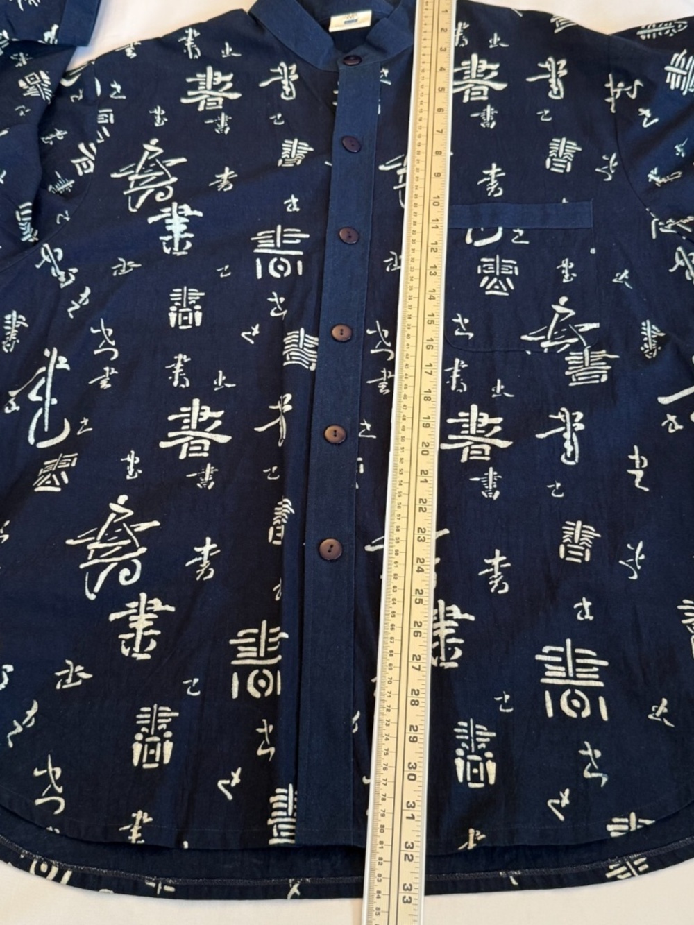NATURAL INDIGO TUNIC BUTTON UP SHIRT WOMENS 3X 53.5x32 TRUE BLUE JAPANESE KANJI - Picture 12 of 16